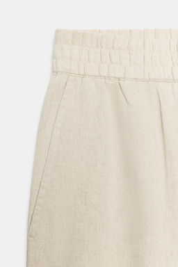 PANTAL?N BARREL CON LINO / Beige claro
