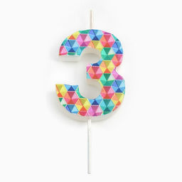 Свеча в торт на шпажке Калейдоскоп, цифра 3, 7 см - Simaland фото 3