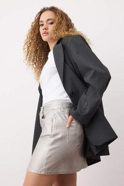 Gumus Kaplama Mini Denim Etek TWOAW26ET00078 - Trendyolmilla фото 4