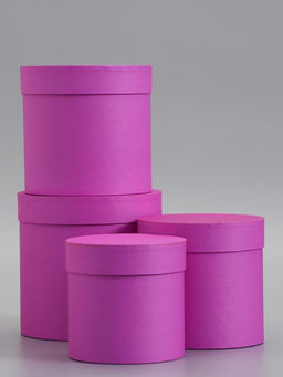 Набор шляпных коробок  4 в 1 "Фуксия" 18 × 18 ‒14 × 14 см