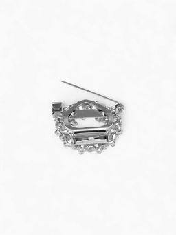 Зажим для платка Жемчужинка, белый в серебре