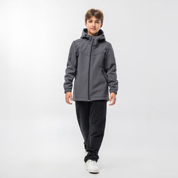 RODOS Куртка софтшелл для мальчика демисезон М-311д Тёмно-серый