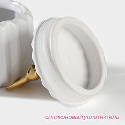Банка для сыпучих Доляна Золотой зайка, 600 мл, керамика, белая  фото 3