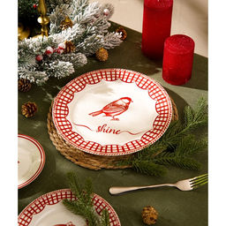 Тарелка новогодняя SL Home «Прекрасное время», постановочная, d=27 см, фарфор, белая, красная