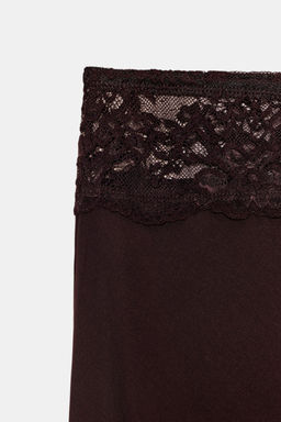 FALDA COMBINADA ENCAJE / Marr?n oscuro - Zara фото 6