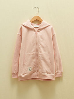 Kap??onlu Uzun Kollu K?z ?ocuk Fermuarl? Sweatshirt