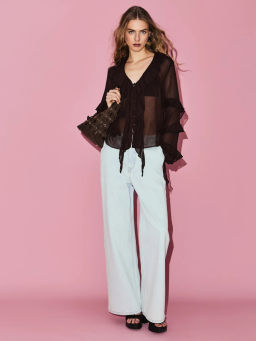 Джинсы широкие с ремнём с высокой посадкой ZR2604092334-100 / Zarina