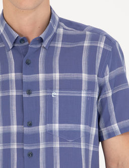 Lacivert Regular Fit K_sa Kollu G_mlek