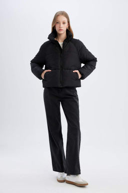 Водонепроницаемое пуховик стандартного кроя с воротником-стойкой - Defacto фото 2