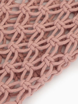 Сумка пляжная, плетёная, клетка 3.5 см, персиковая