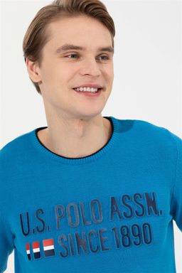 Мужской кобальтовый трикотажный свитер - U.s. polo assn фото 2