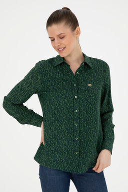 Женская зеленая рубашка с длинным рукавом Неожиданная скидка в корзине - U.s. polo assn фото 3