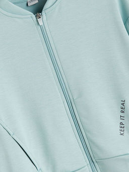 Bisiklet Yaka K?z ?ocuk Fermuarl? Sweatshirt