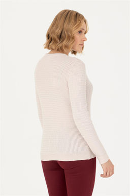 Женский базовый свитер кремового цвета с круглым вырезом - U.s. polo assn фото 12