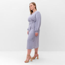 Платье женское миди MIST plus-size, серо-голубое, размер 52