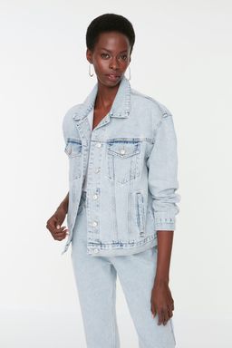 Голубая джинсовая куртка с вышивкой TWOSS22CE0252