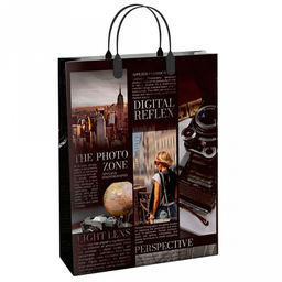 Пакет подарочный мягкий пластик с пластиковой ручкой 30х40см "Репортаж", 150 мкм, ламинированный (Россия)