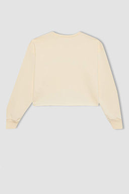 Укороченный свитшот с круглым вырезом с принтом для девочек, майка с ремешками, комплект из 2 предметов - Defacto фото 8