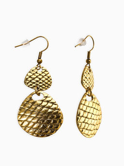 Цена за 2 шт. Серьги метал "Аутентичность" диски, чешуя, цвет чернёное золото