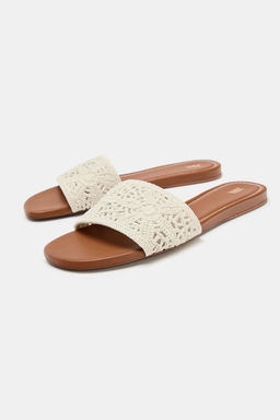 SANDALIA PLANA CROCHET / Beige claro - Zara фото 4