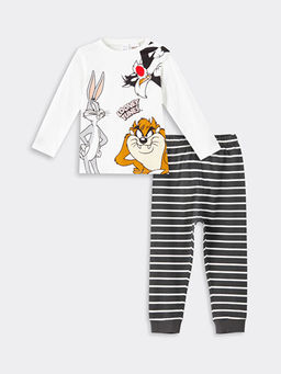 Bisiklet Yaka Bugs Bunny Bask?l? K?z ?ocuk Pijama Tak?m