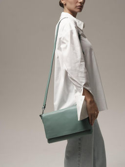 Сумка кожаная на плечо Deboro 30181 мутный минт