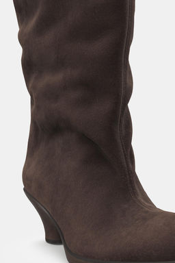 SPLIT SUEDE KITTEN HEEL BOOTS - Zara фото 7