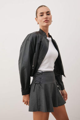 Antrasit Bagc?k Detayl? Sort Etek TWOAW26SR00054 - Trendyolmilla фото 3
