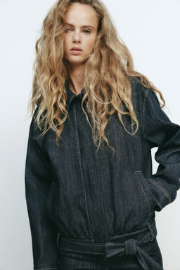 TRF DENIM JACKET WITH BELT - Zara фото 3