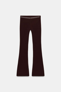PANTALON FLARE STRETCH TACHAS / Marr?n oscuro - Zara фото 4