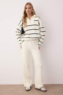 Ekru Genis Kal?p Fermuarl? Triko Alt-Ust Tak?m TWOAW24AU00025