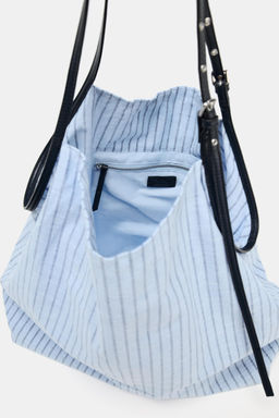 STRIPED FABRIC TOTE BAG