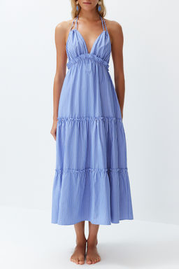 TRENDYOLMILLA Maxi Cizgili Dokuma F?rf?rl? Plaj Elbisesi TBESS24EL00091  фото 8