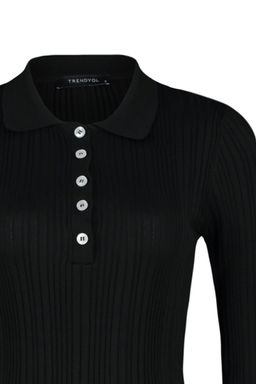 Ekru Merserize Gorunumlu Polo Yaka Fitilli Triko Kazak TWOAW21KZ0773 - Trendyolmilla фото 10