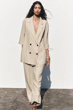 DOUBLE-BREASTED LINEN BLEND BLAZER - Zara фото 2