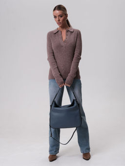 Сумка кожаная на плечо Azaro 30925 серый