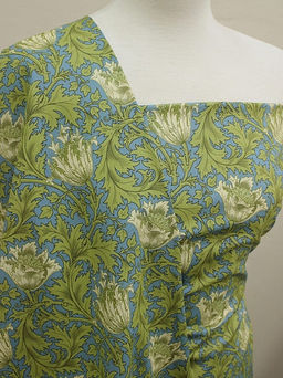 Импорт. хлопок Аллана цв.сине-голубой/оливково-салатовый, ш.1.45м, хлопок-100%, 100гр/м.кв - Купава фото 2