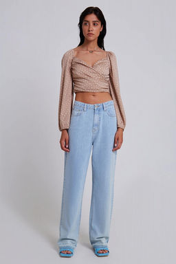 Бежевый топ с драпировкой - Incity фото 4