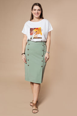 Двубортная юбка-карандаш с одной шлицей - Vilatte фото 5