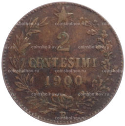 Монета 2 чентезимо 1900 года Италия