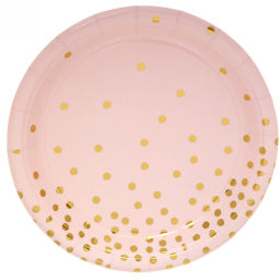 Цена за 5 шт. Тарелка бумажная 18 см в наборе 10 шт "Конфетти" розовая