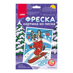 Фреска. Картина из песка "Шустрый хаски"