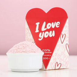Соль для ванны I Love you, 200 г, аромат клубники, Чистое счастье