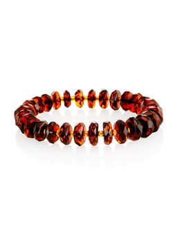 Красивый браслет из натурального цельного янтаря Алмазная шайба