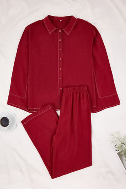 Bordo Duz Shally Dokuma Pijama Tak?m? THMSS26PT00003 - Trendyolmilla фото 13