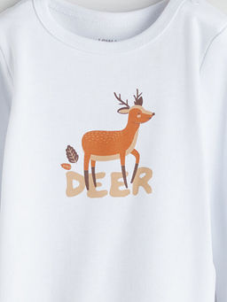 Geyik Bask?l? Erkek Bebek ??t??tl? Body Pantolon ve Bere 3l?