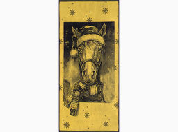 Полотенце махровое 6с102.411ж1 Лошадь новогодняя(т.желтый) 67х150см