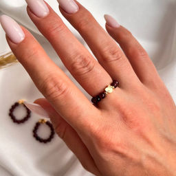 Кольцо на резинке из Граната - Радуга самоцветов фото 2