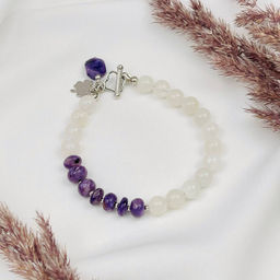 Браслет из Лунного камня и Чароита 17 см