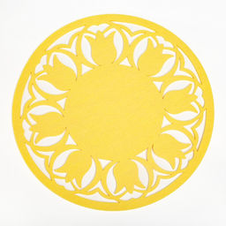 Салфетка декоративная ДолянаТюльпаны цвет желтый,d 30 см, 100% п/э, фетр  фото 2